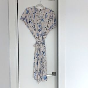 H&M midi dress tie waist XS